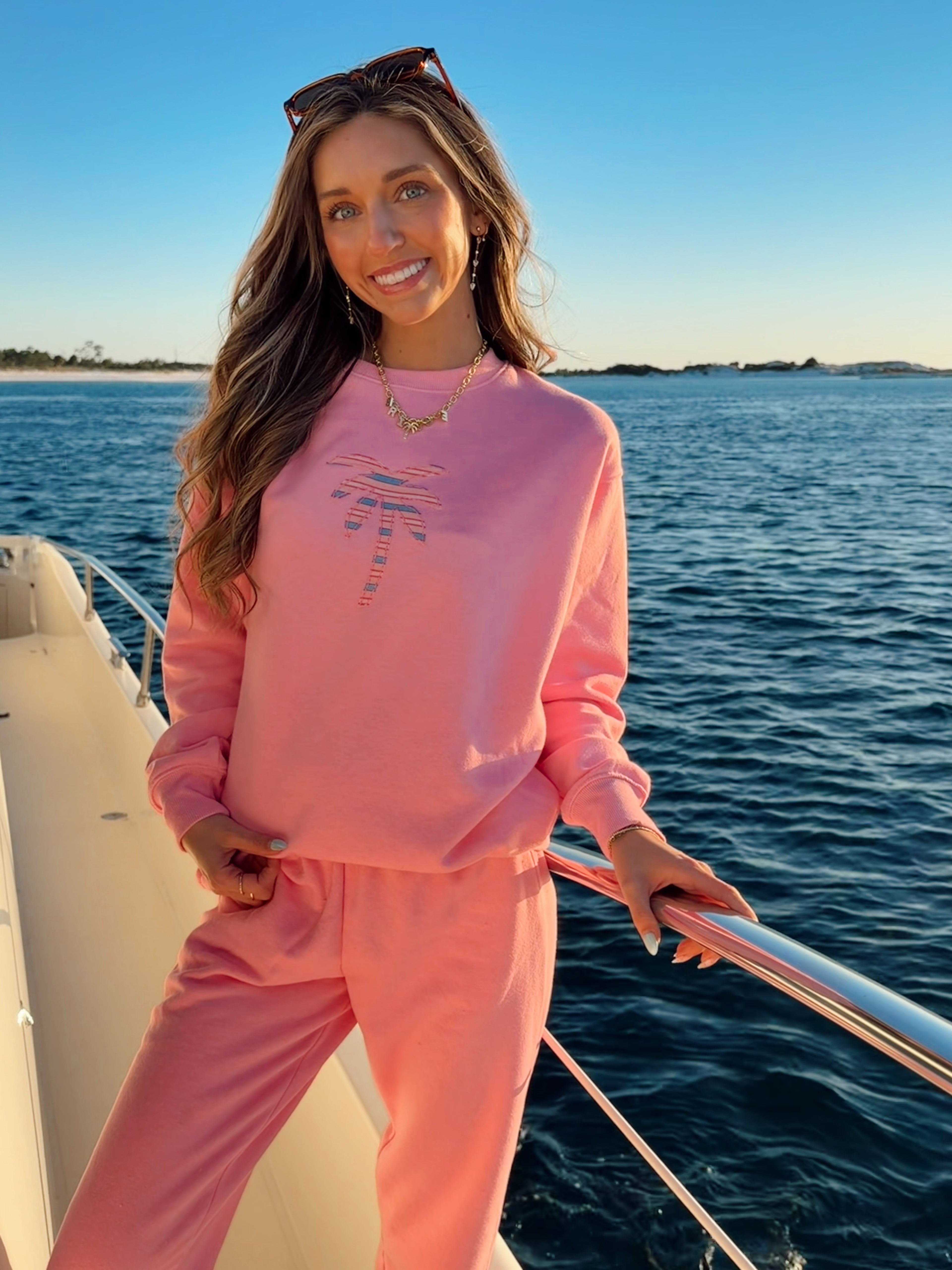 Sunset Pink Palm Crewneck