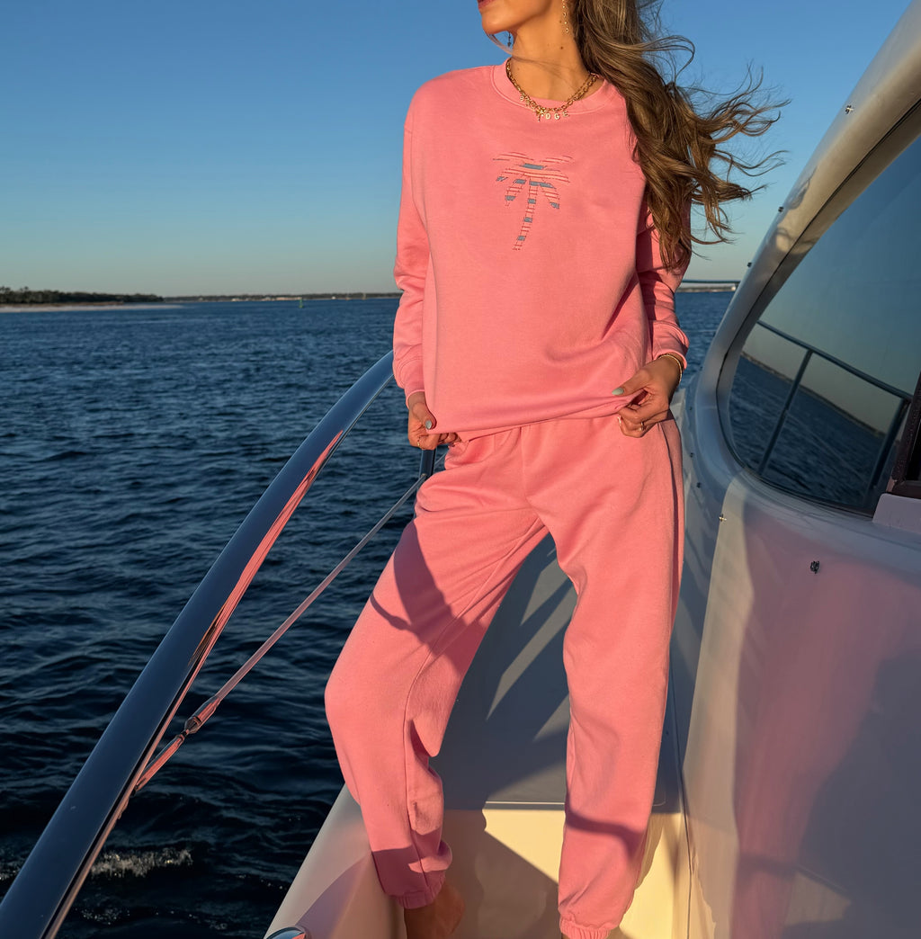 Sunset Pink Palm Crewneck
